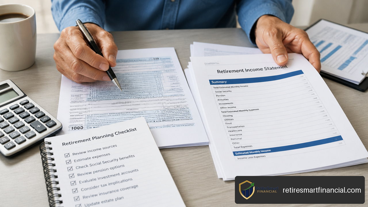 Person organizing SSA-44 supporting documents and income records