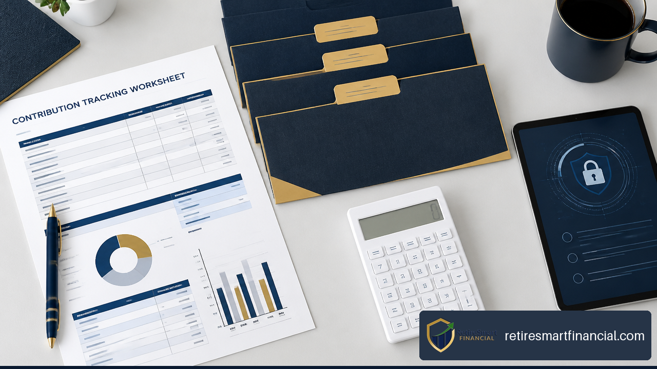 Contribution tracking worksheet used to organize deposits across multiple Roth IRA accounts